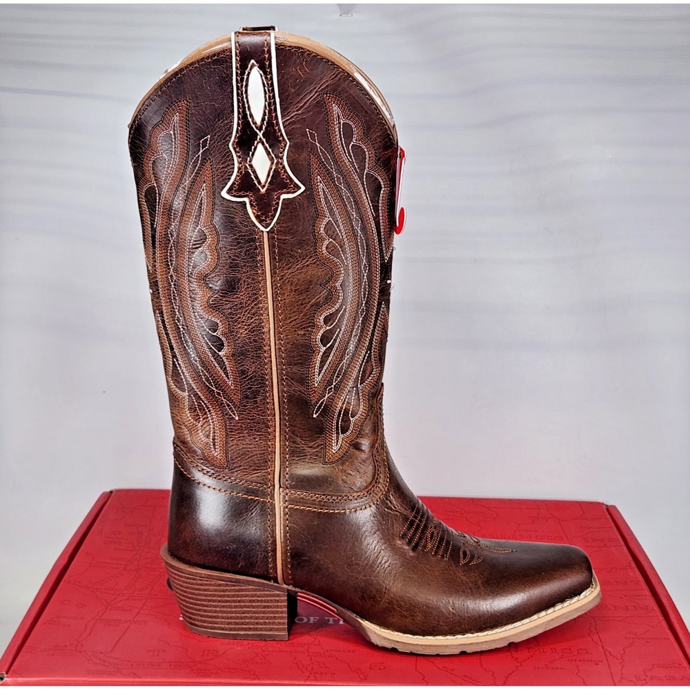 Justin Western Boots Women Size 10 Rein Waxy Tan Water Buffalo Square Toe